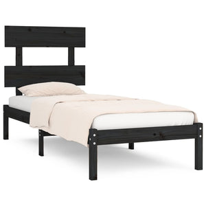 vidaXL Lit en bois massif noir 100x200 cm