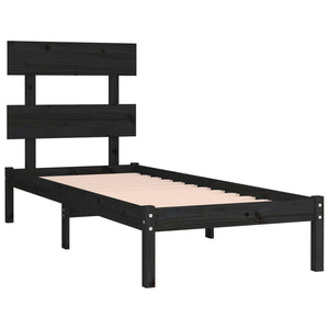 vidaXL Lit en bois massif noir 100x200 cm