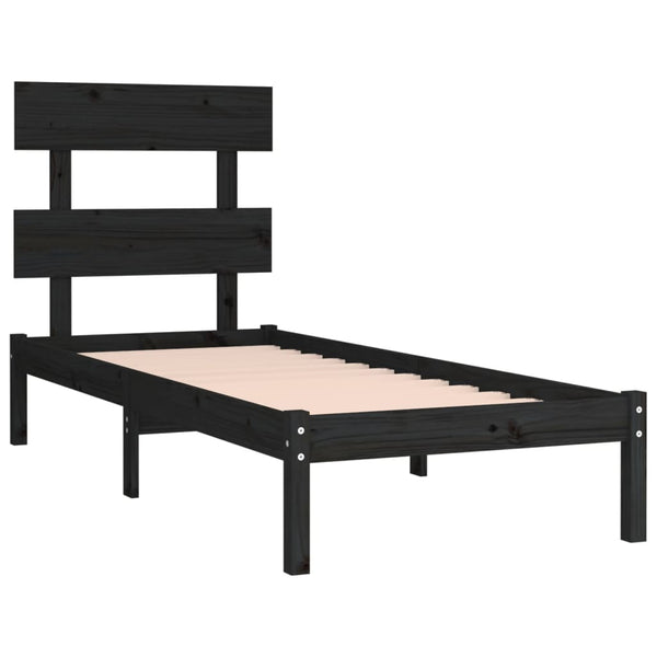 vidaXL Lit en bois massif noir 100x200 cm
