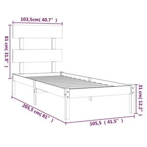 vidaXL Lit en bois massif noir 100x200 cm