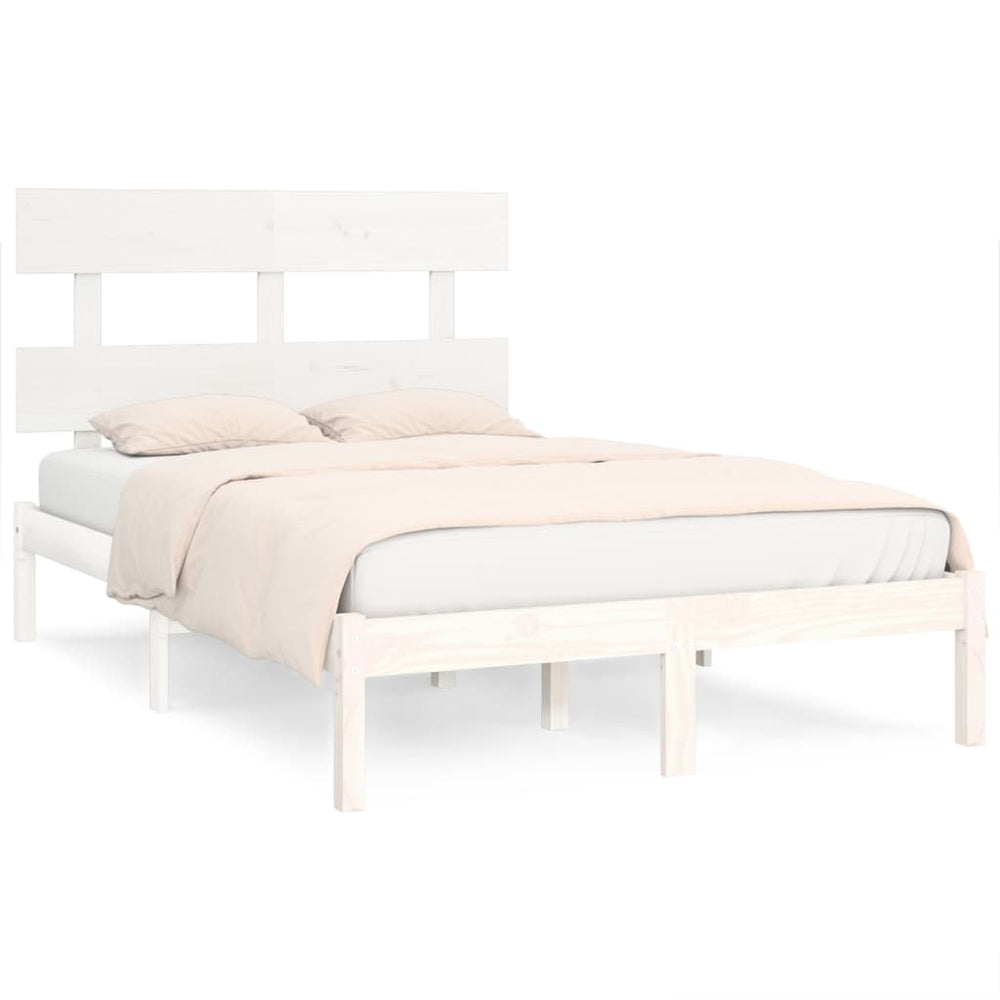 vidaXL Solid Pine Bed White 120x200 cm