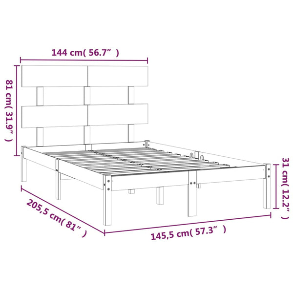 vidaXL Lit en bois massif 140x200 cm