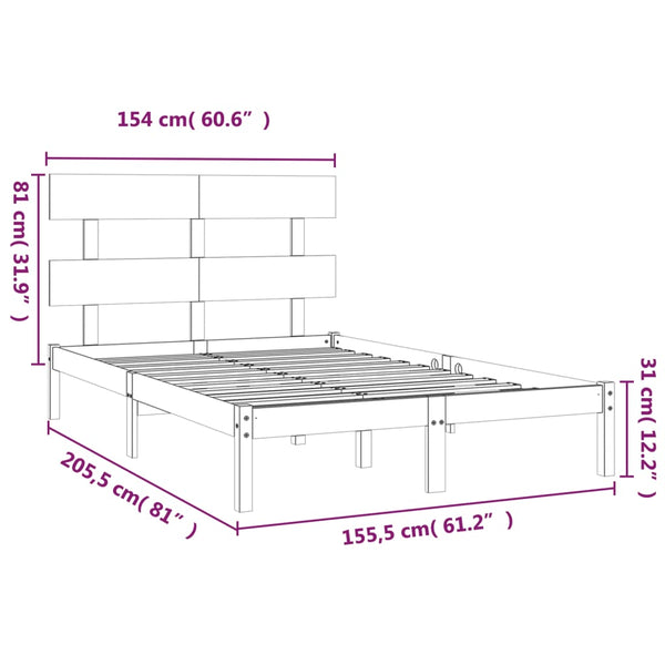 vidaXL Lit en bois massif 150x200 cm