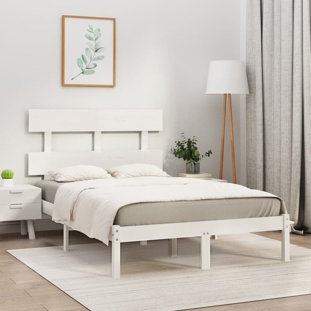 vidaXL Solid Pine Wood Bed White 160x200 cm