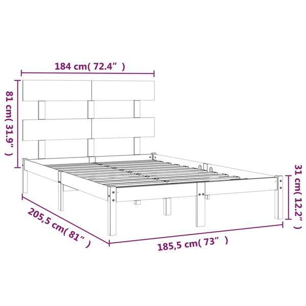 vidaXL Lit en bois massif 180 x 200 cm