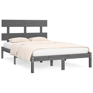 vidaXL Lit en bois massif gris 200x200 cm