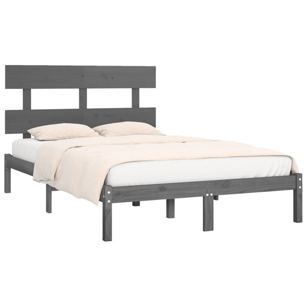vidaXL Lit en bois massif gris 200x200 cm
