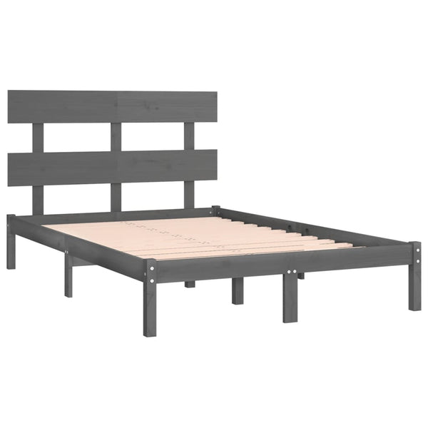 vidaXL Lit en bois massif gris 200x200 cm