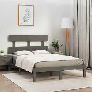 vidaXL Lit en bois massif gris 200x200 cm