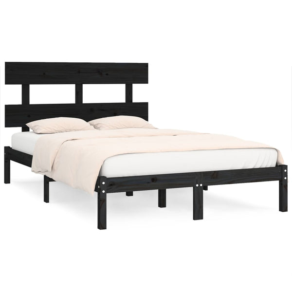 vidaXL Lit en bois massif noir 200x200 cm