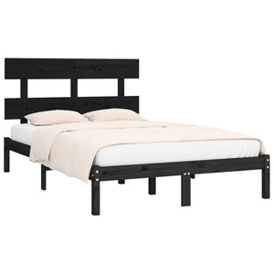vidaXL Lit en bois massif noir 200x200 cm