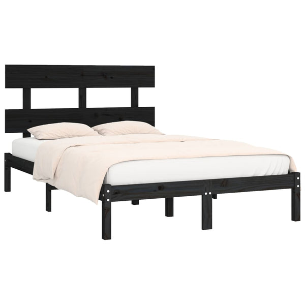 vidaXL Lit en bois massif noir 200x200 cm
