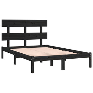vidaXL Lit en bois massif noir 200x200 cm