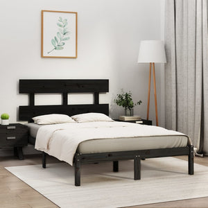 vidaXL Lit en bois massif noir 200x200 cm