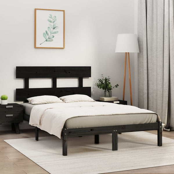 vidaXL Lit en bois massif noir 200x200 cm