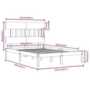 vidaXL Lit en bois massif 120 x 190 cm
