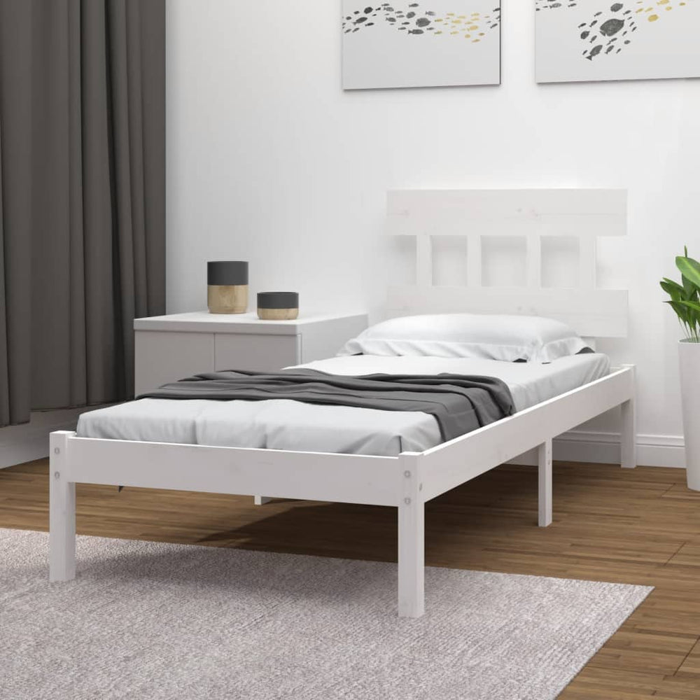 vidaXL Solid Wood Bed White 100x200 cm