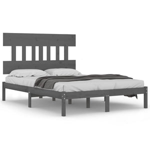 vidaXL Lit en bois massif gris 200x200 cm