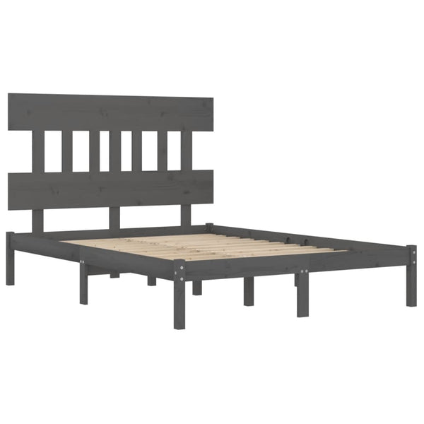 vidaXL Lit en bois massif gris 200x200 cm