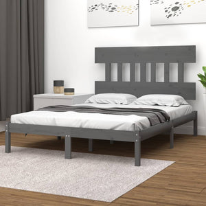 vidaXL Lit en bois massif gris 200x200 cm