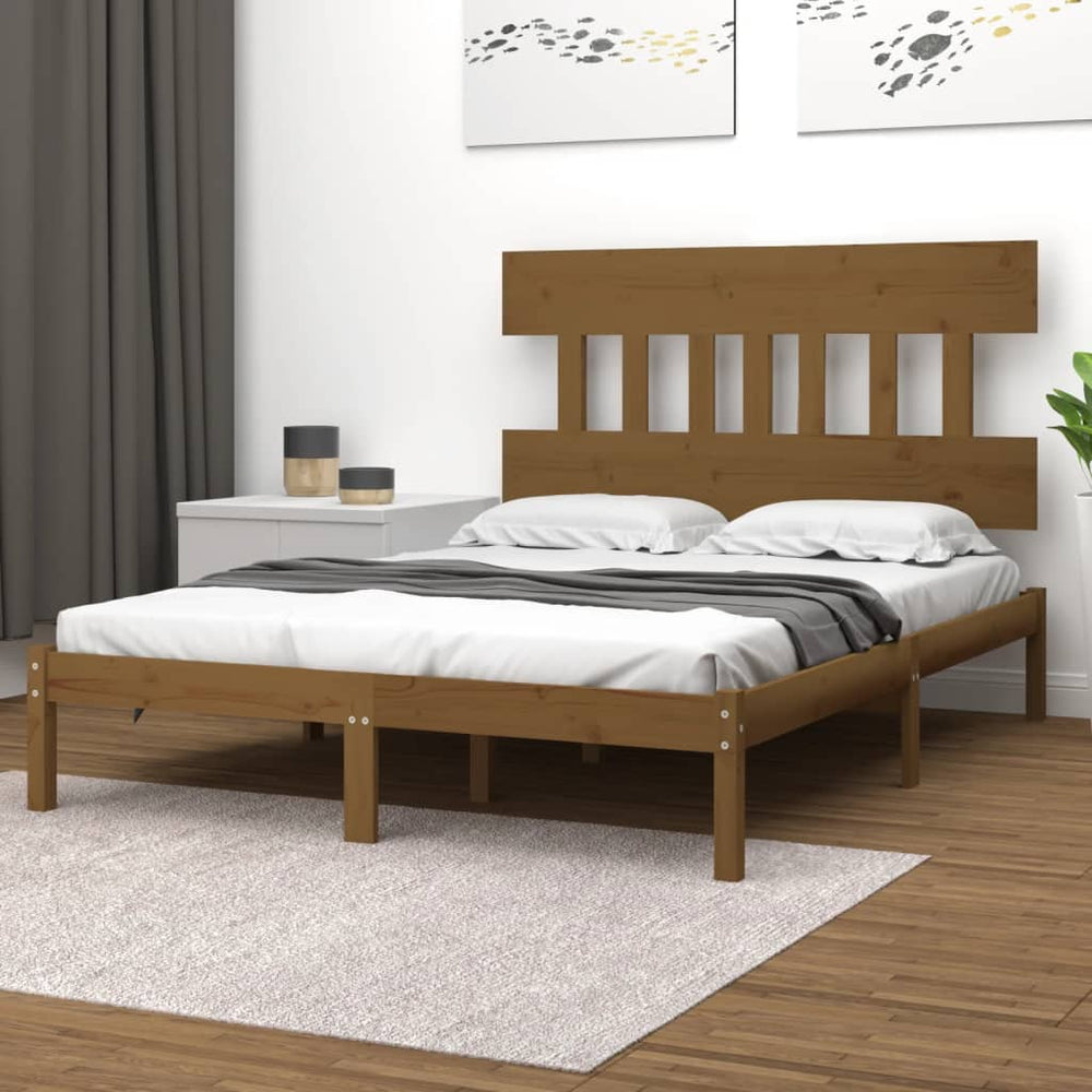 vidaXL Solid Wood Bed Honey Brown 200x200 cm