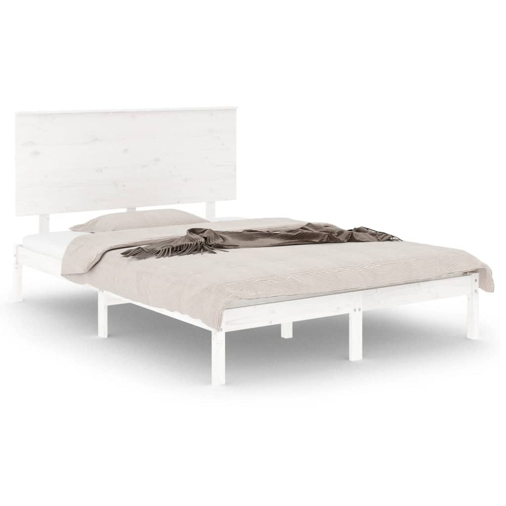 vidaXL Solid Wood Bed White 120x190 cm
