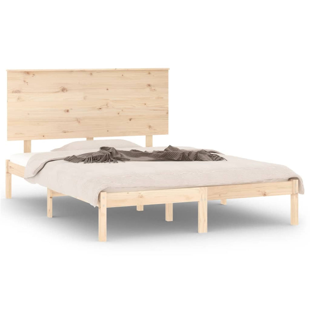 vidaXL Solid Wood Bed Frame without Mattress 140x190 cm Pine Wood