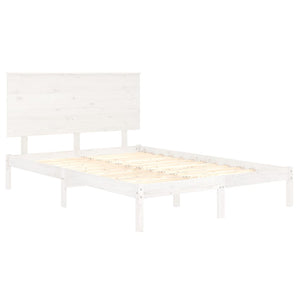 Massivholzbett ohne Matratze Weiß 140x190 cm Kiefernholz