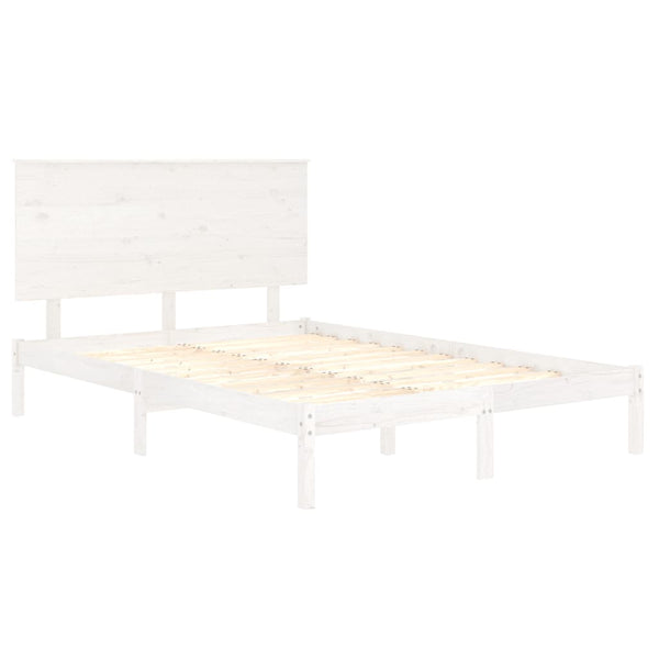Massivholzbett ohne Matratze Weiß 140x190 cm Kiefernholz