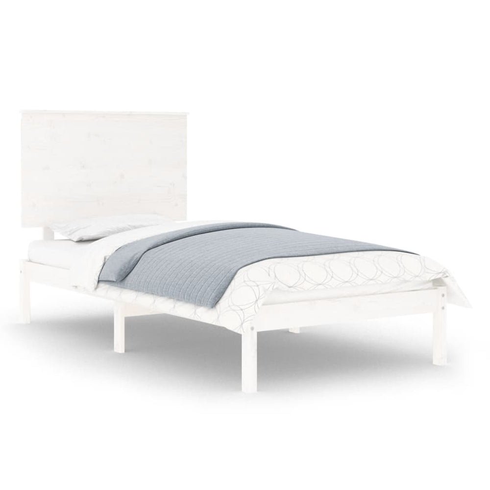 vidaXL Solid Wood Bed Frame without Mattress White 90x200 cm Pine Wood