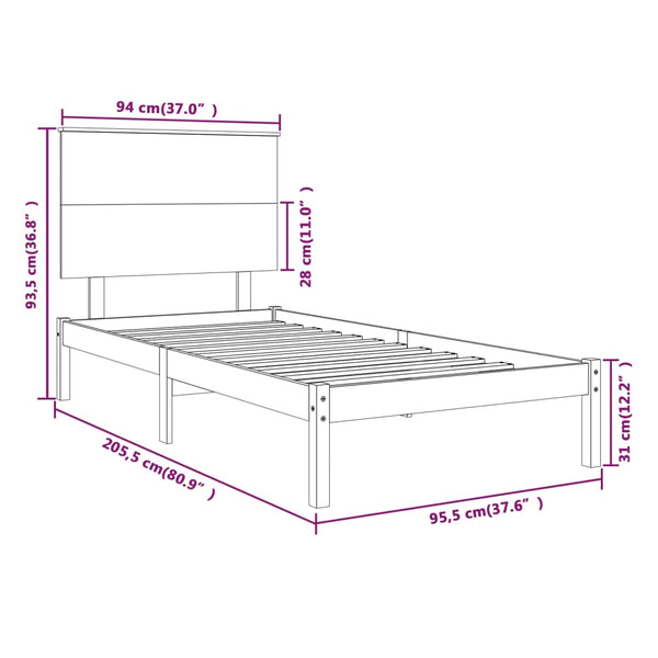 vidaXL lit en bois massif sans matelas Blanc 90x200 cm pin