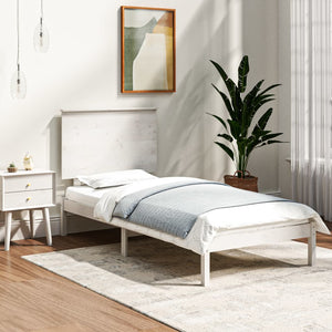 vidaXL lit en bois massif sans matelas Blanc 90x200 cm pin