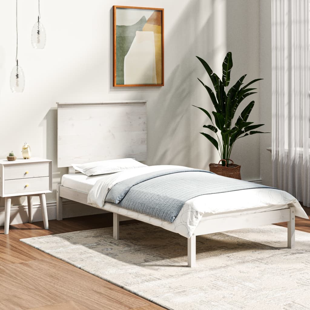 vidaXL lit en bois massif sans matelas Blanc 90x200 cm pin