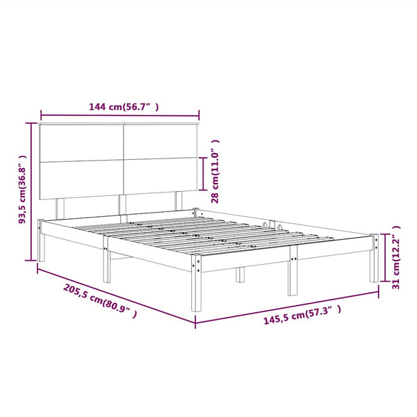 Massivholzbett ohne Matratze 140x200 cm Kiefernholz