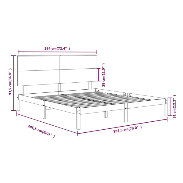 vidaXL Lit en bois massif 180 x 200 cm