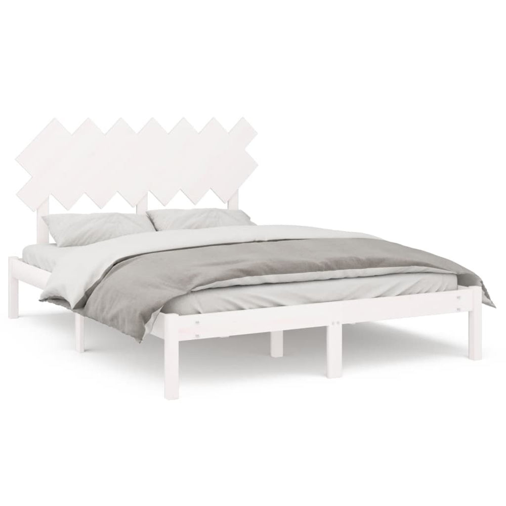 vidaXL Solid Wood Bed White 140x190 cm