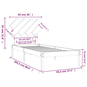 vidaXL Lit en bois massif 90x200 cm
