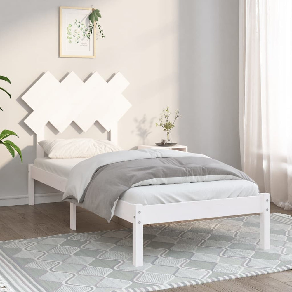 vidaXL Solid Wood Bed White 90x200 cm