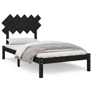 vidaXL Lit en bois massif noir 100x200 cm
