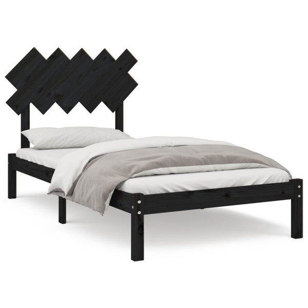 vidaXL Lit en bois massif noir 100x200 cm