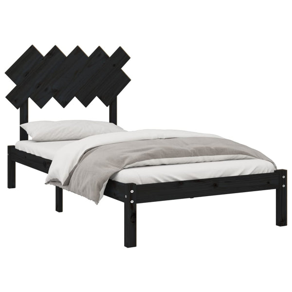 vidaXL Lit en bois massif noir 100x200 cm