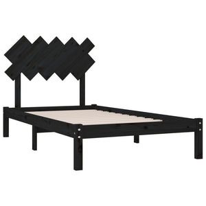 vidaXL Lit en bois massif noir 100x200 cm
