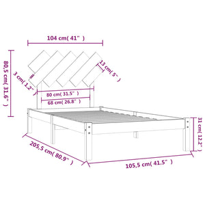 vidaXL Lit en bois massif noir 100x200 cm