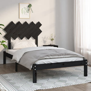 vidaXL Lit en bois massif noir 100x200 cm