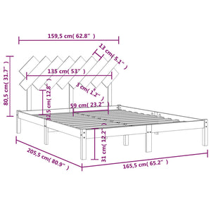 vidaXL Lit en bois massif 160x200 cm