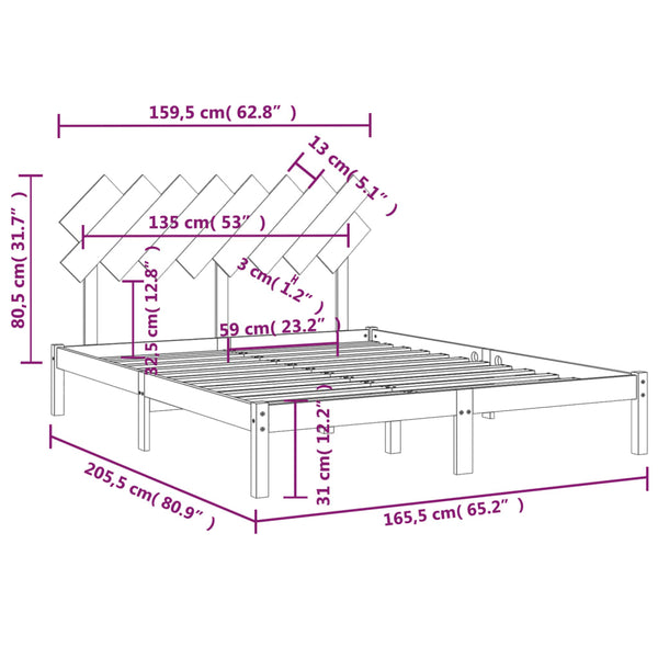 vidaXL Lit en bois massif 160x200 cm