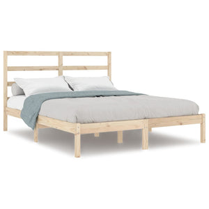 vidaXL Lit en bois massif 135x190 cm