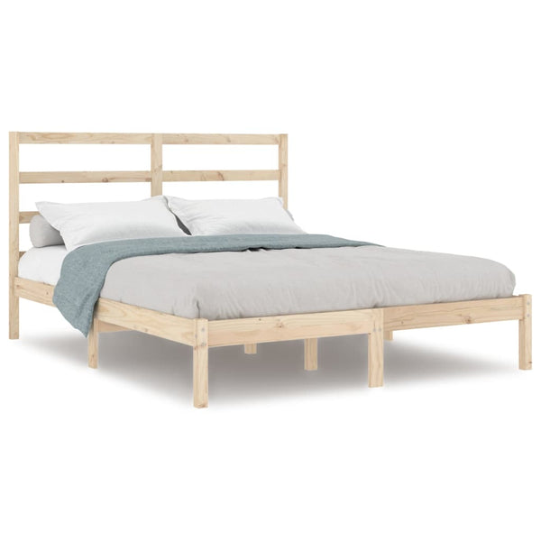 vidaXL Lit en bois massif 135x190 cm