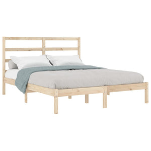 vidaXL Lit en bois massif 135x190 cm