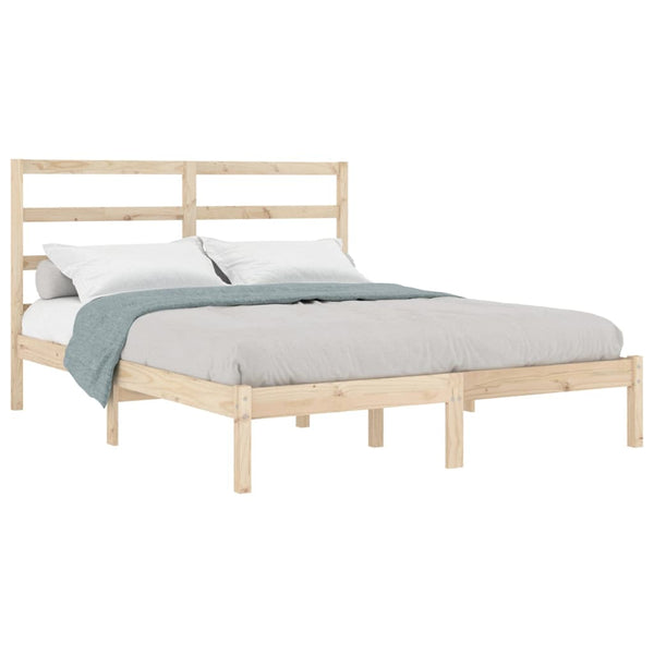 vidaXL Lit en bois massif 135x190 cm